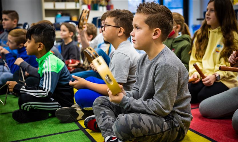 Students in a music class